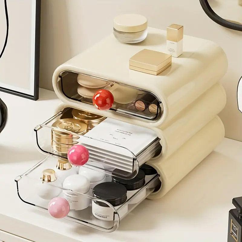 Drawer Cosmetic Organizer Desktop Storage Organizer for Makeup Desk Accessories - White 4