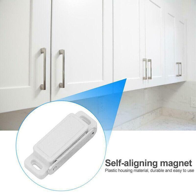 2/6/10/24/48Pcs White Magnetic Door Catch Cupboard Cabinet Wardrobe Drawer Latch - 2PCS 4
