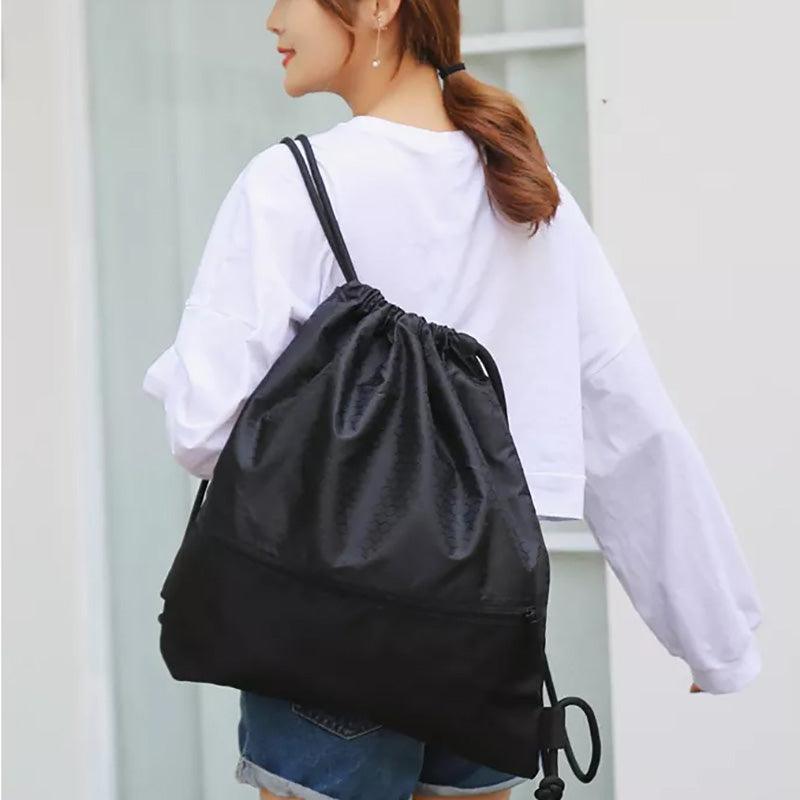 Backpack Sport Pack String Tote Gym Bag Cinch Sack School Drawstring Capacity - Grey 4