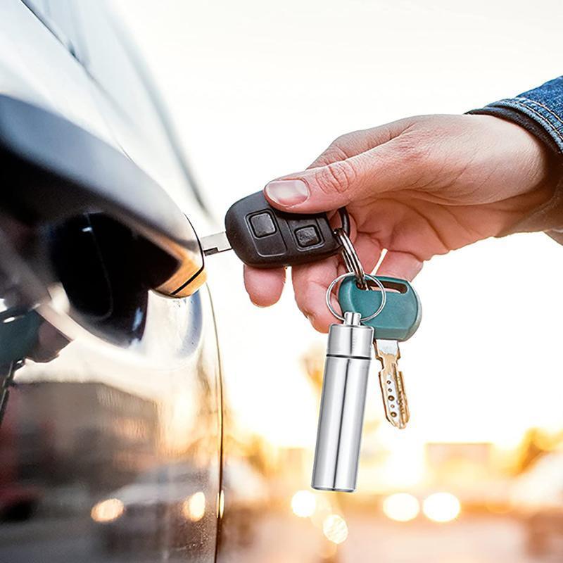 Aluminum Pill Box Case Bottle Cache Drug Holder Keychain Container Waterproof - Blue 5