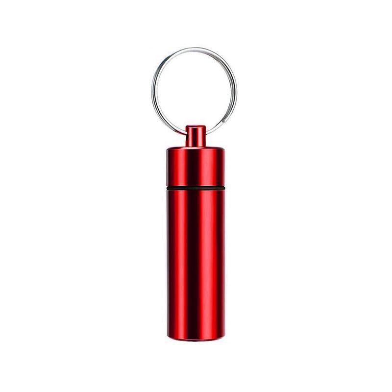 Aluminum Pill Box Case Bottle Cache Drug Holder Keychain Container Waterproof - Red 11
