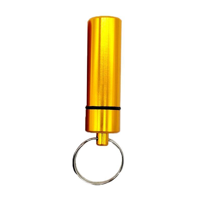 Aluminum Pill Box Case Bottle Cache Drug Holder Keychain Container Waterproof - Yellow 3
