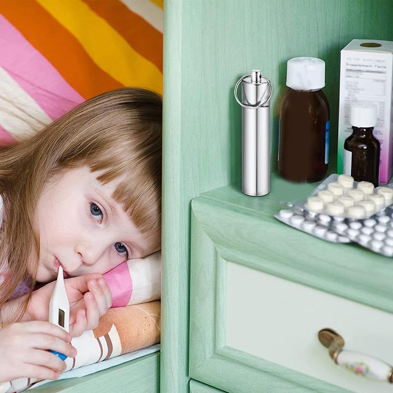 Aluminum Pill Box Case Bottle Cache Drug Holder Keychain Container Waterproof - Yellow 4