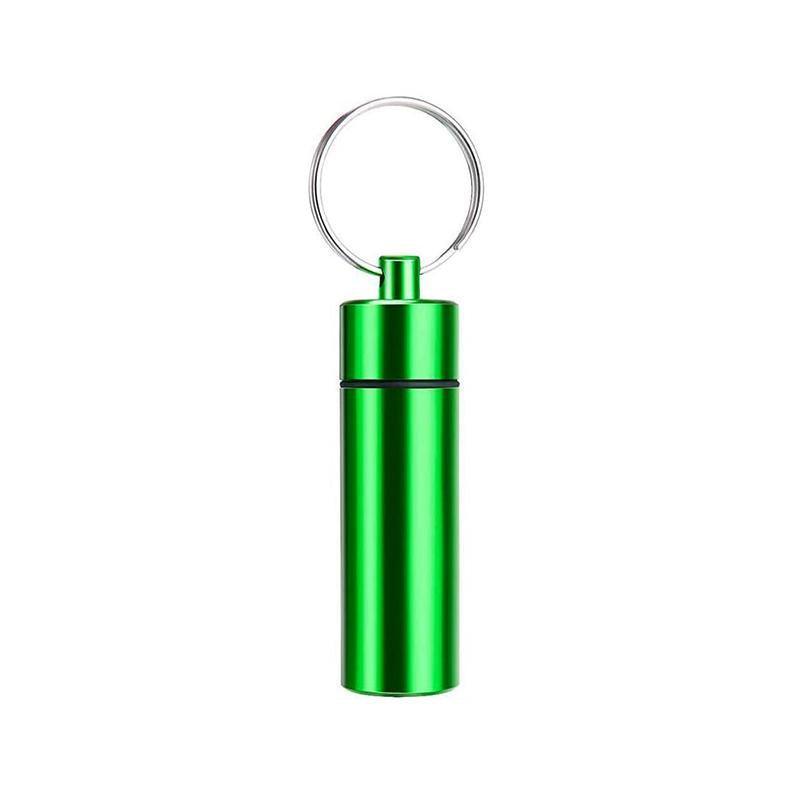 Aluminum Pill Box Case Bottle Cache Drug Holder Keychain Container Waterproof - Yellow 7