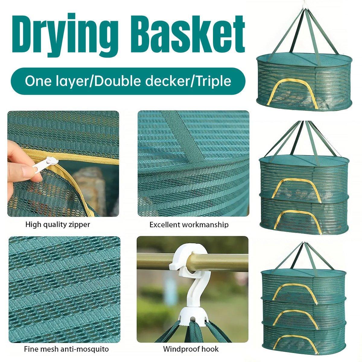 Anti Mosquito Fully Enclosed Drying Net Basket for Fish Vegetables Fruit Herbs - Single layer