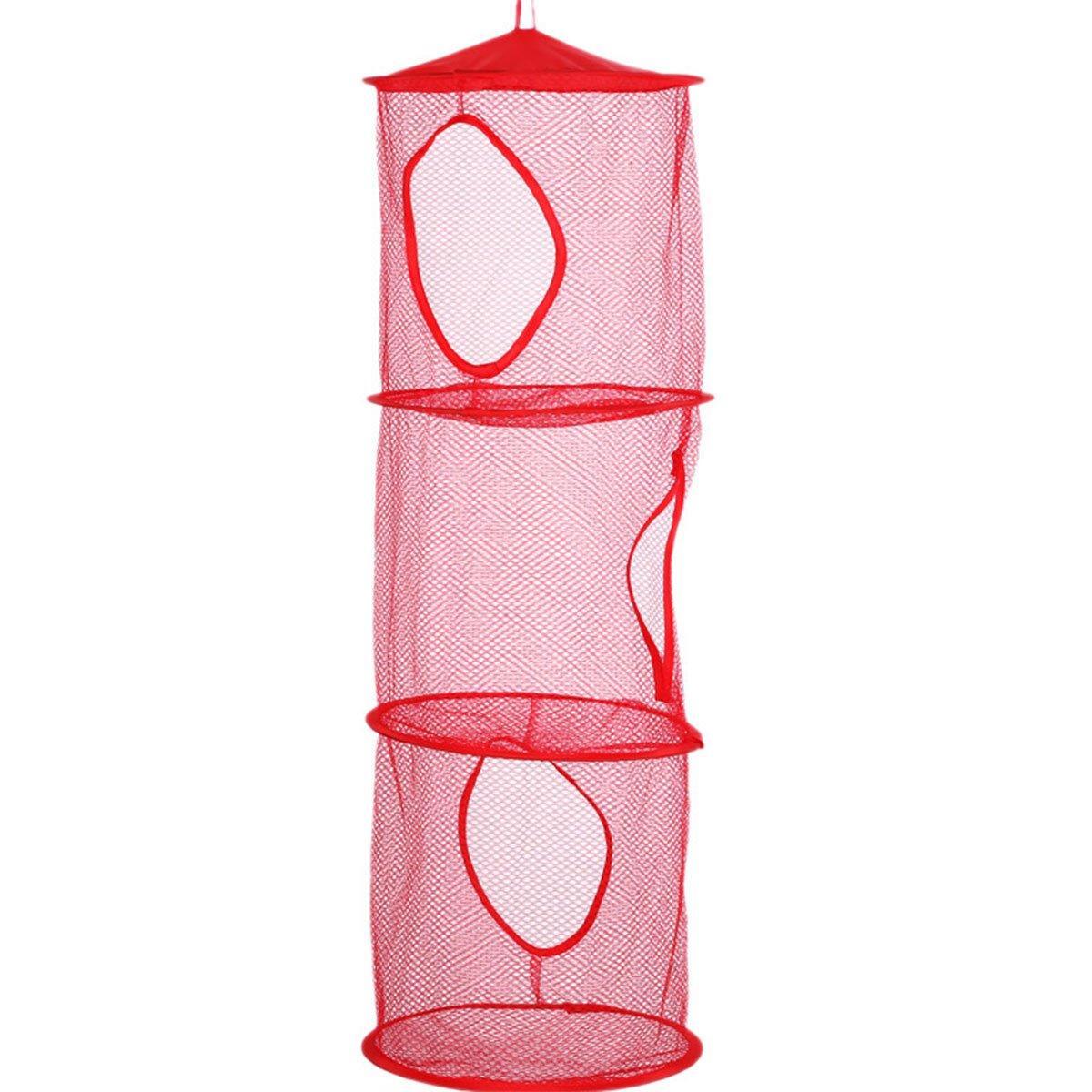 Foldable Clothes Drying Basket Three-layer Hanging Storage Breathable Organizer - Blue 9
