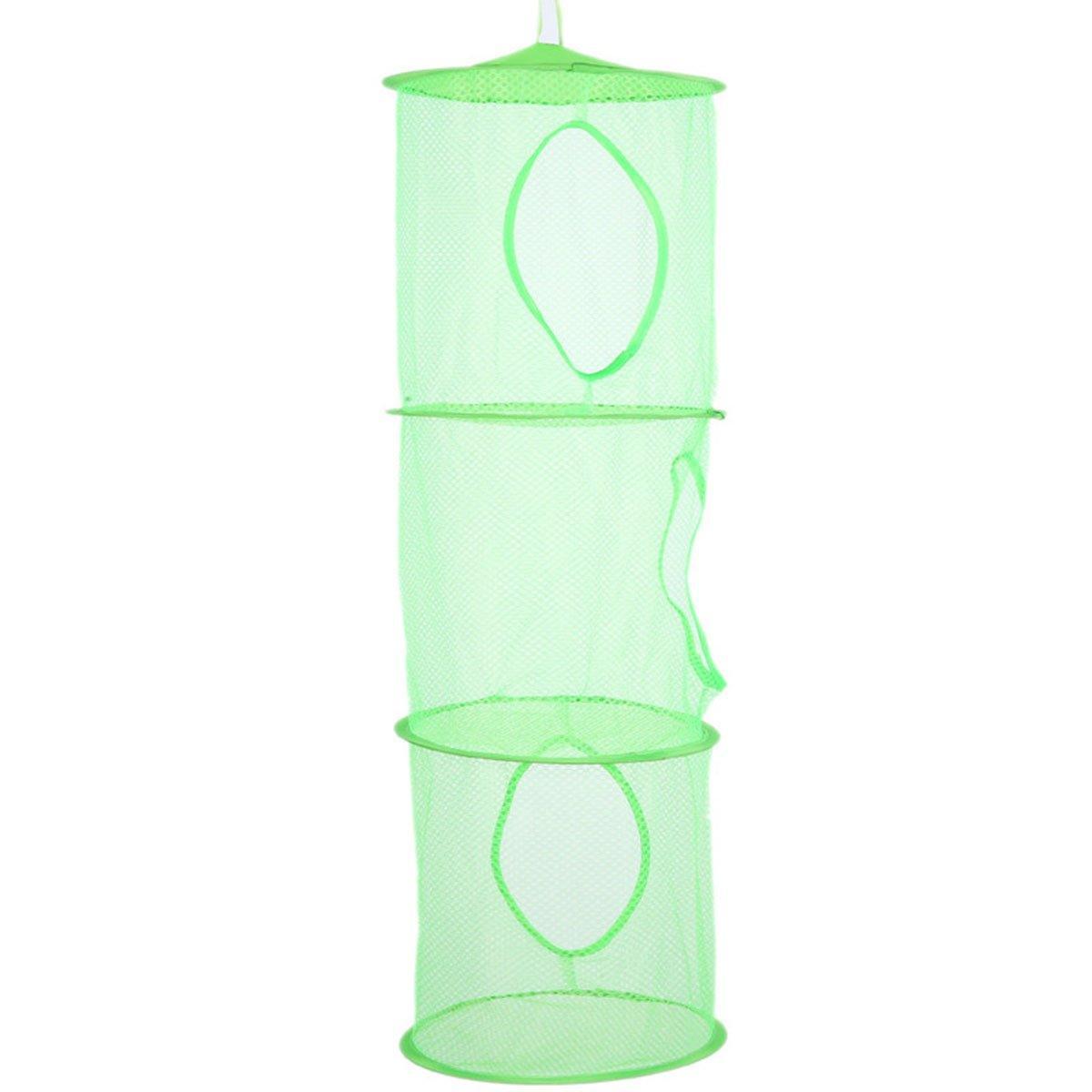 Foldable Clothes Drying Basket Three-layer Hanging Storage Breathable Organizer - Pink 8