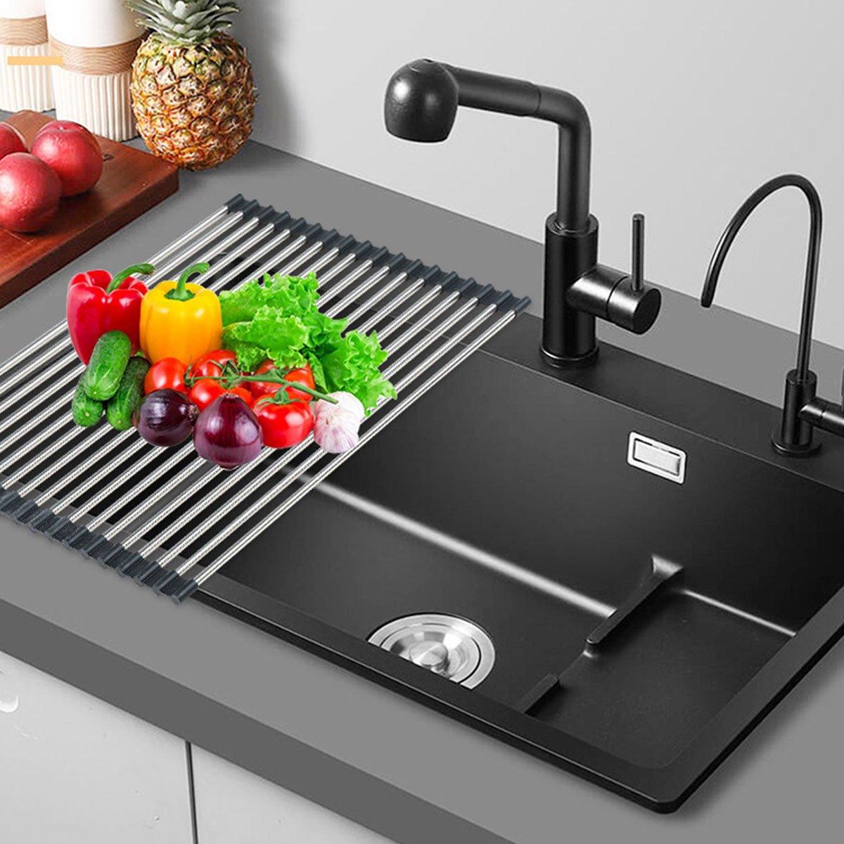 Multifunctional Stainless Steel Draining Rack Folding Sink Organizer for Kitchen - 580 x 400mm 4