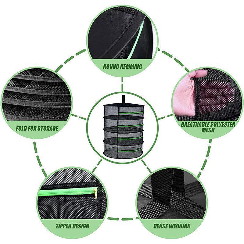 2-8 Tier Drying Net Large Shelf Hydroponic Hanging Grow Herb Plant Dry - 2 Layers 4
