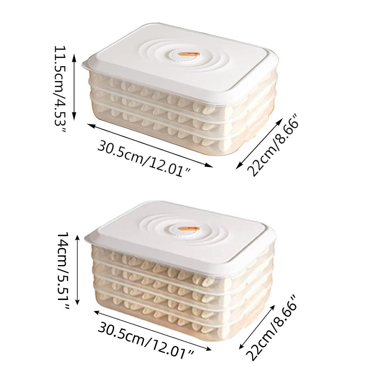 3/4 Layer Large Capacity Dumpling Box Sealed Fresh Wonton Storage Container - Green-3 Layer 3