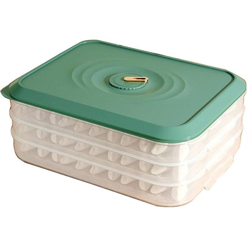 3/4 Layer Large Capacity Dumpling Box Sealed Fresh Wonton Storage Container - Green-3 Layer 7