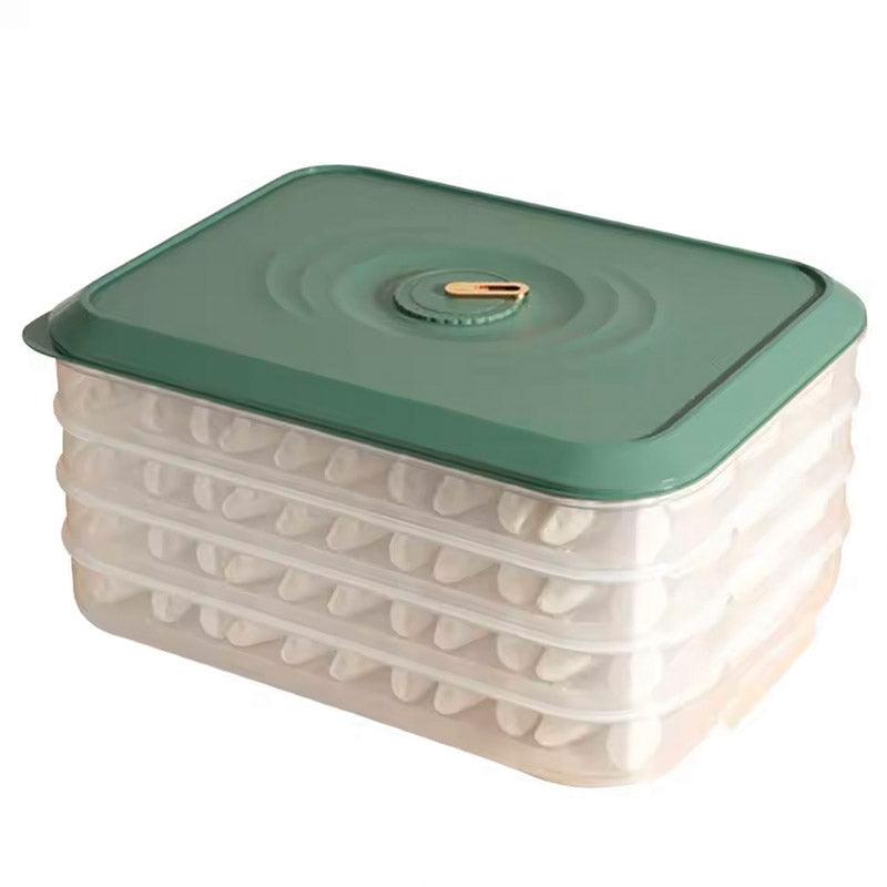 3/4 Layer Large Capacity Dumpling Box Sealed Fresh Wonton Storage Container - Green-3 Layer 9