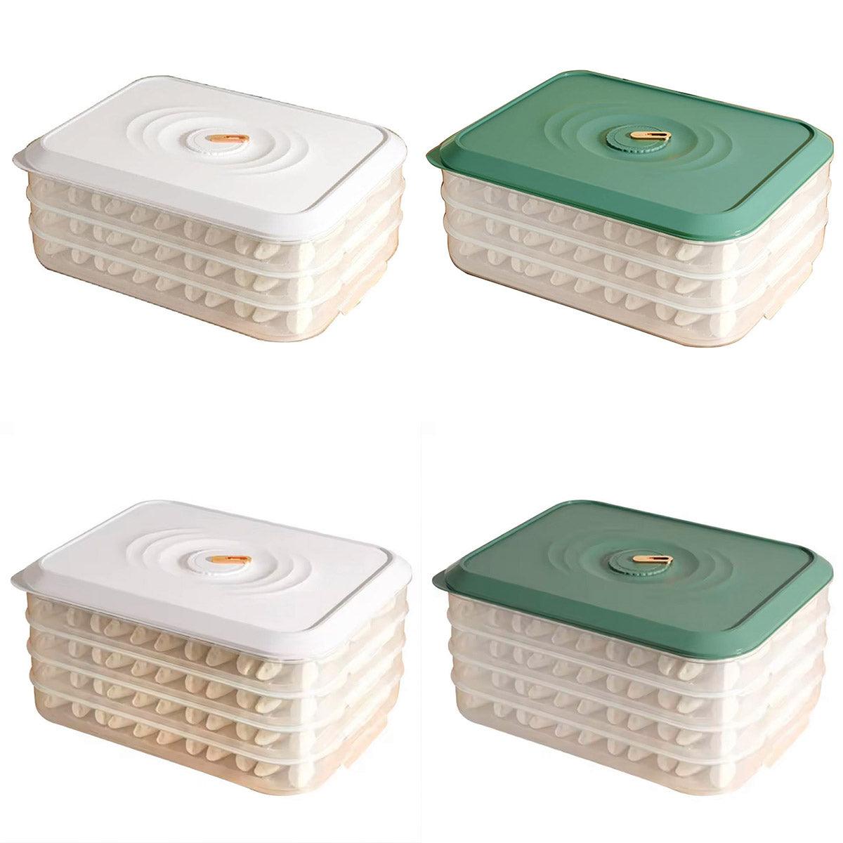 3/4 Layer Large Capacity Dumpling Box Sealed Fresh Wonton Storage Container - White-4 Layer