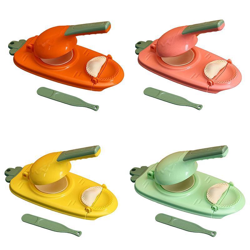 2in1 Dumpling Skin Chapati Maker Press Machine Wrapper Mould Handle Tools Pastry - Orange Red
