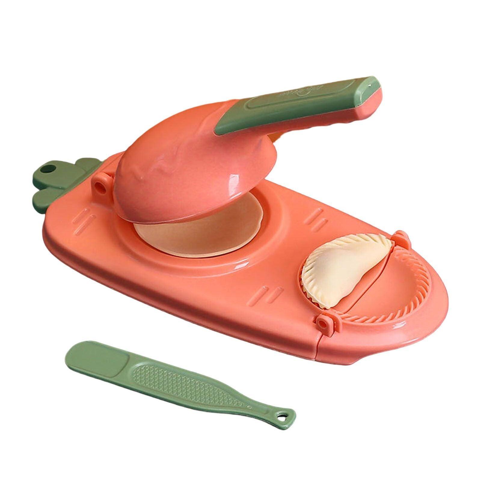 2in1 Dumpling Skin Chapati Maker Press Machine Wrapper Mould Handle Tools Pastry - Orange Red 8