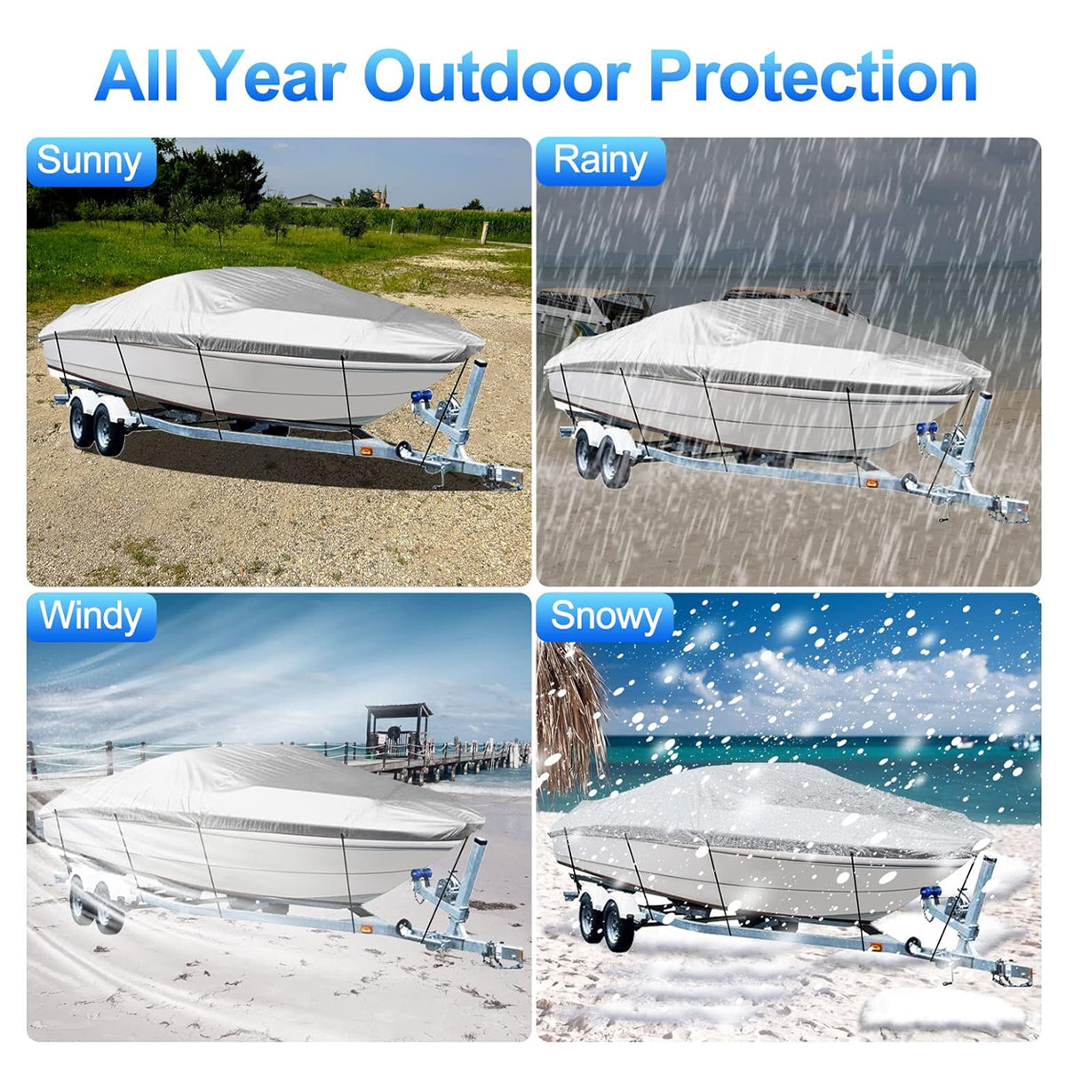 Outdoor V Yacht Dust Cover Waterproof Sun Protection Boat Hull Cover Rain Shield 3