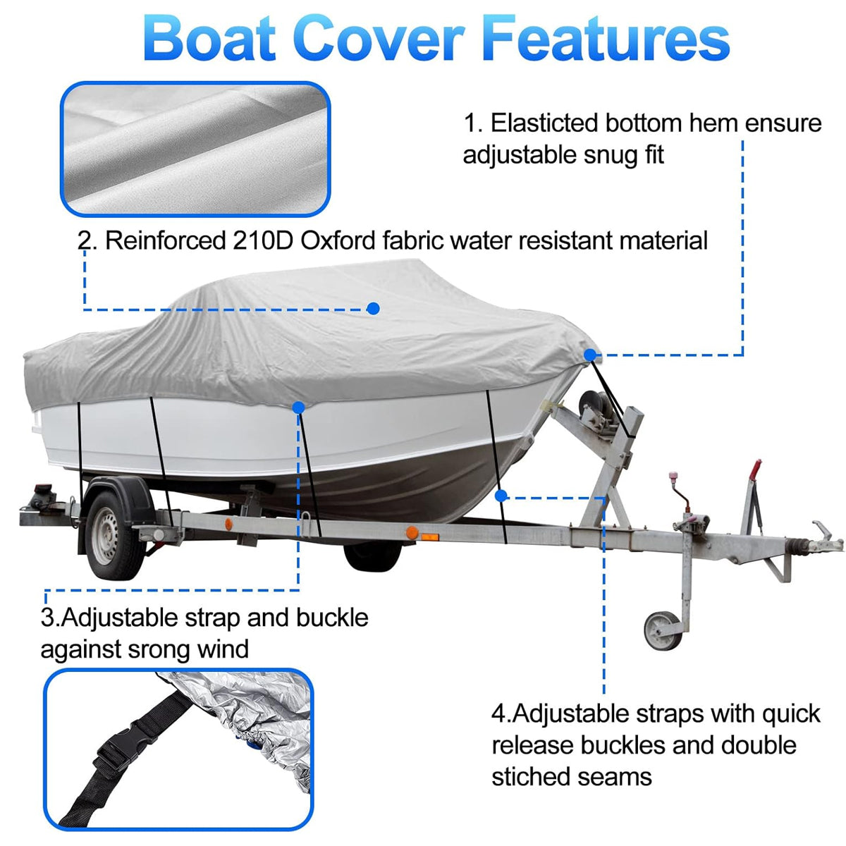 Outdoor V Yacht Dust Cover Waterproof Sun Protection Boat Hull Cover Rain Shield 5