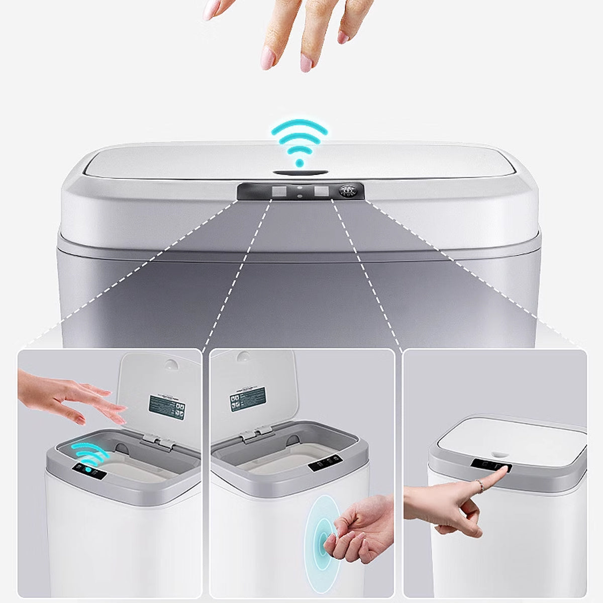 Sensor Trash Bin Touchless 16L White Automatic Motion Kitchen Rubbish Can 5