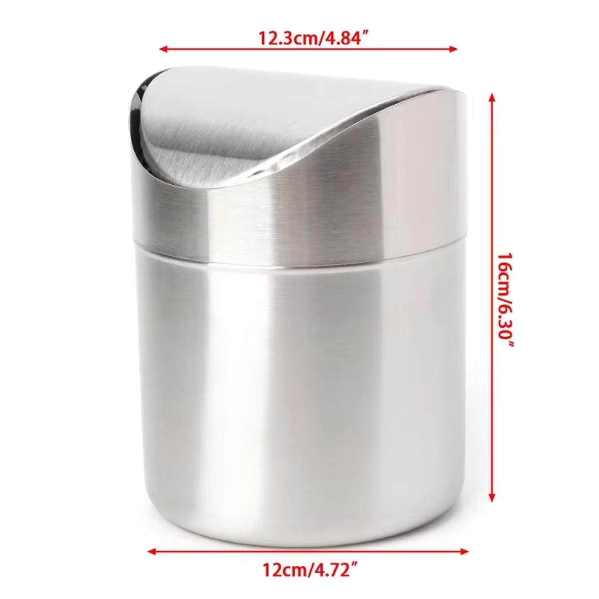 Stainless Steel Mini Desktop Wastebasket Organizer Compact Waste Bin for Office 3