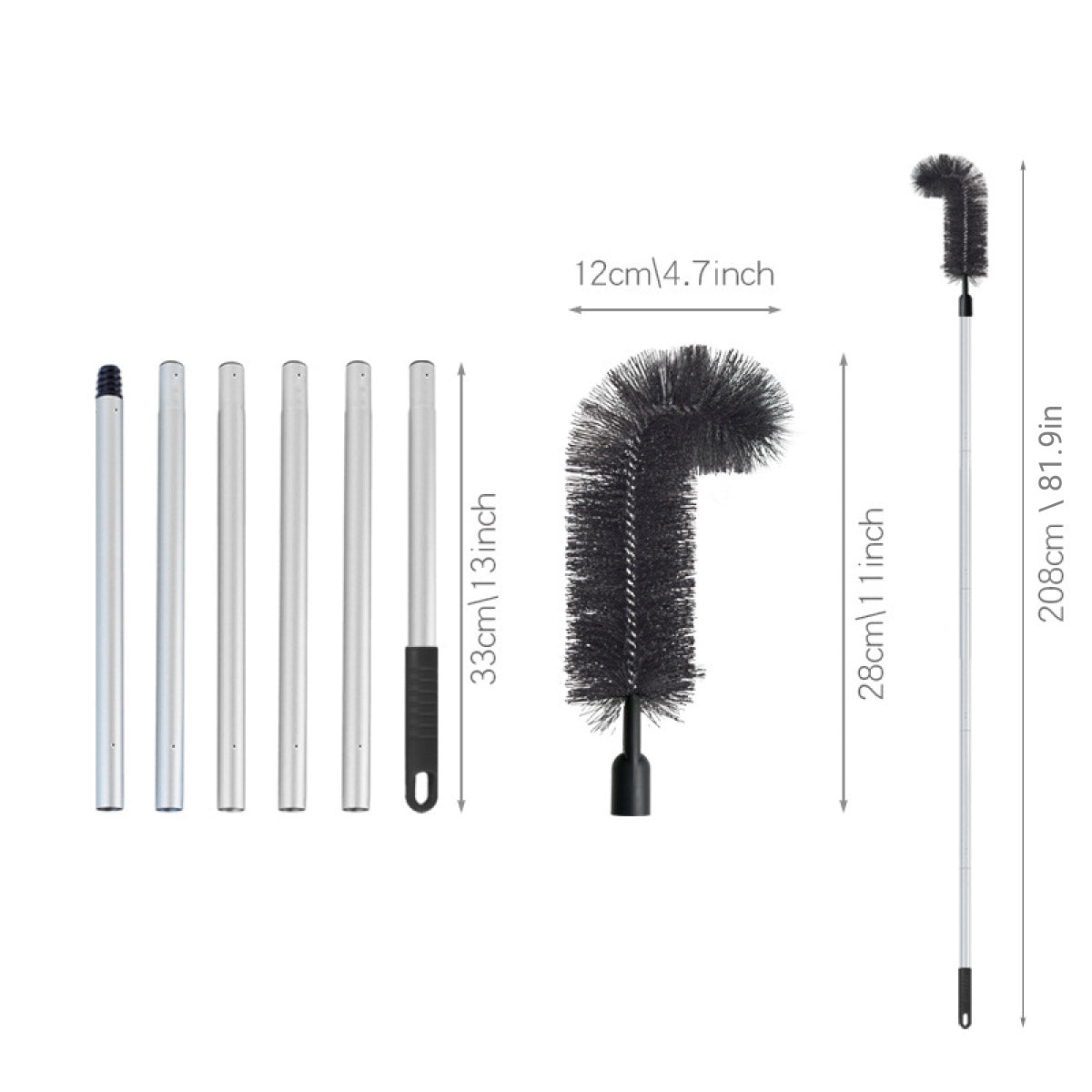 Gutter Cleaning Brush Roofing Tool with Pole 208cm for Long Splicing Gutter 3