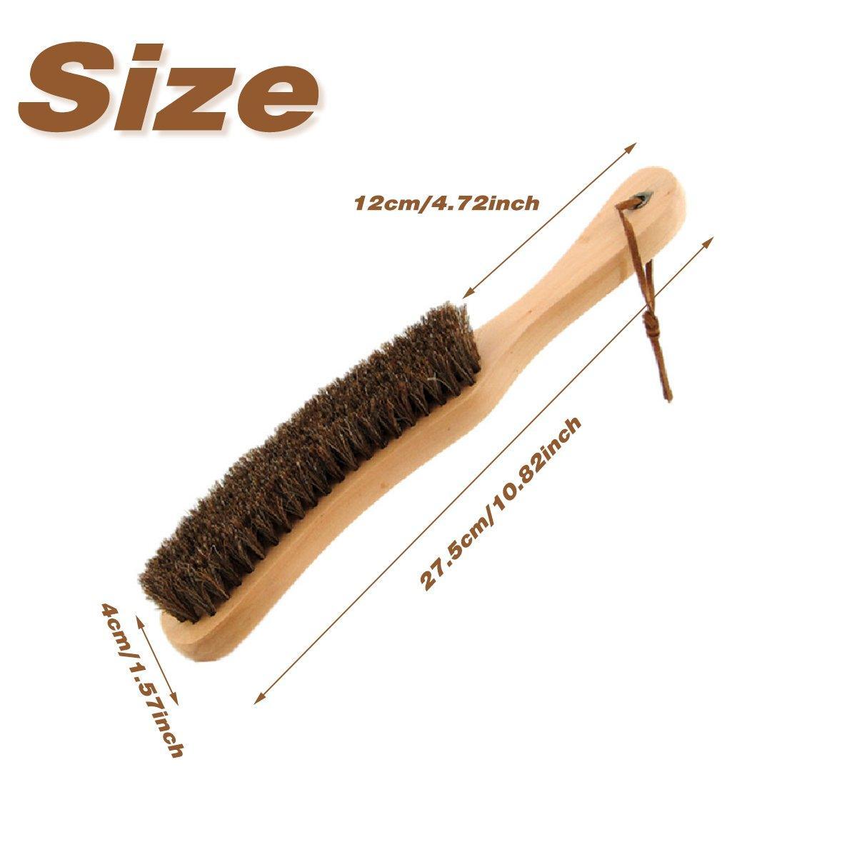2PCS Wooden Handle Horsehair Clothes Brush Dust Remover Household Cleaning Brush 3