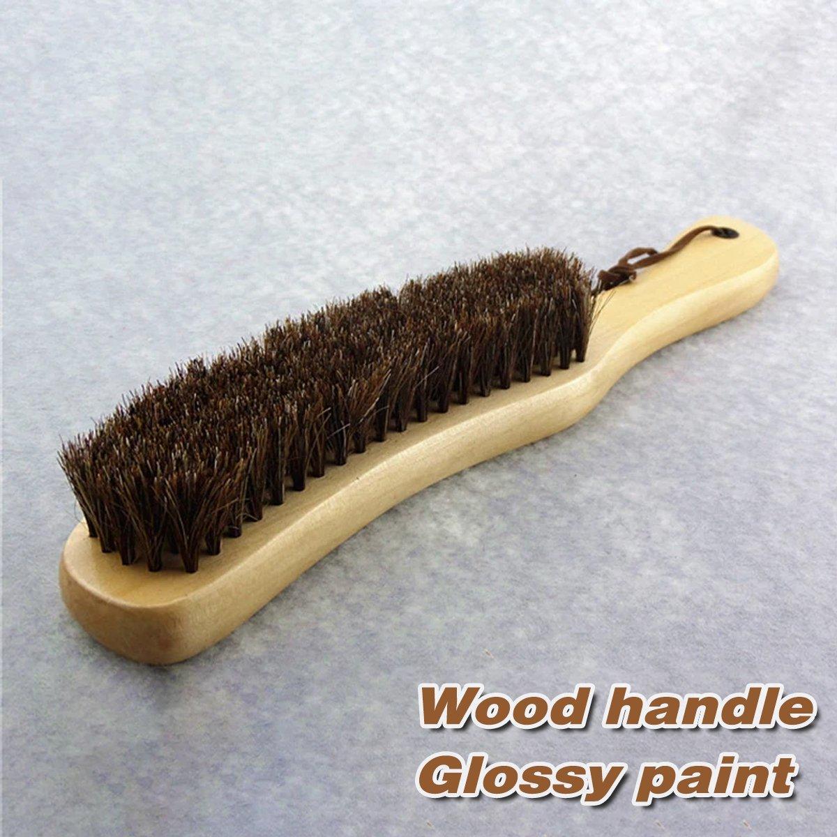 2PCS Wooden Handle Horsehair Clothes Brush Dust Remover Household Cleaning Brush 4