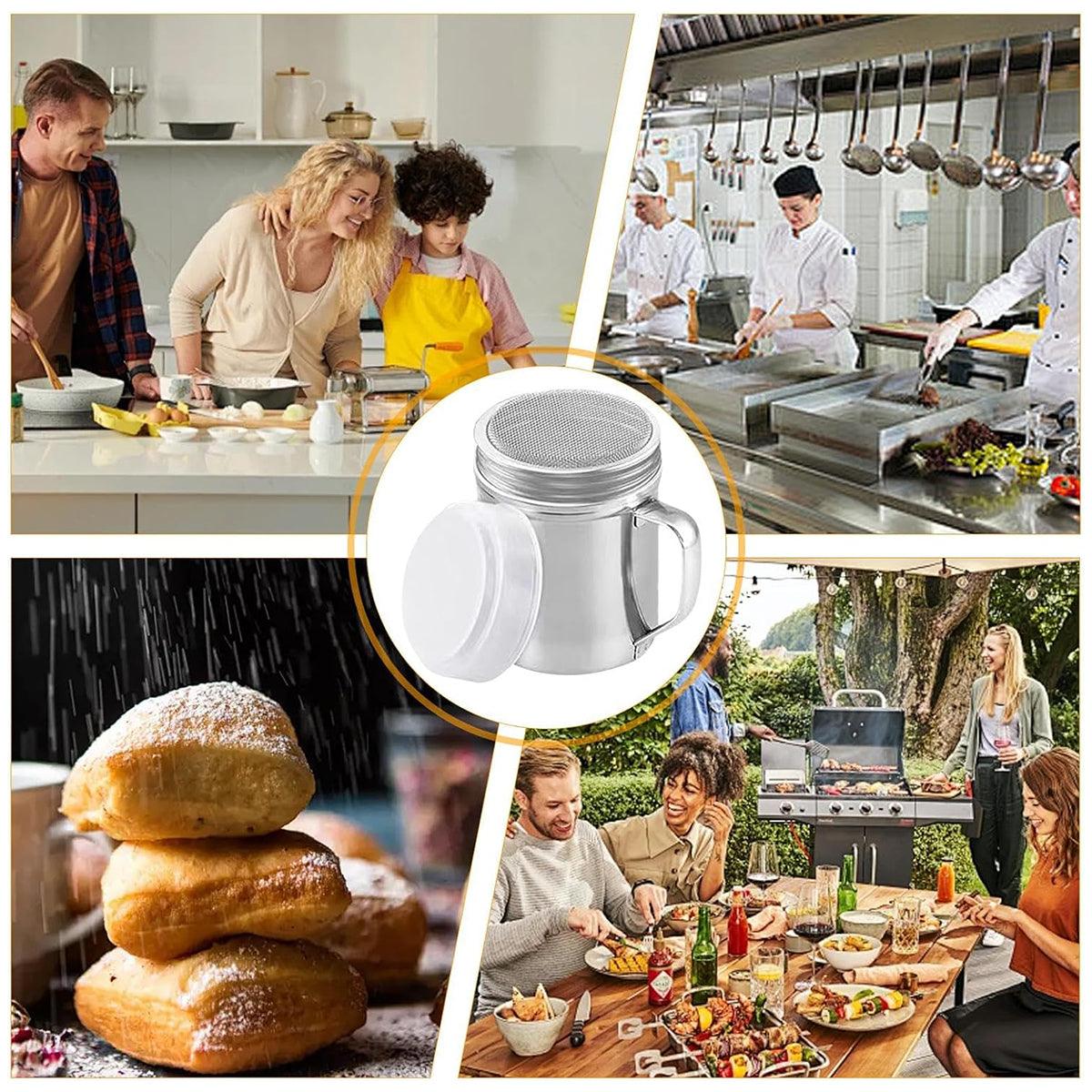 Stainless Steel Powder Shaker Mesh Sugar Flour Dispenser Spice Baking Tool 5