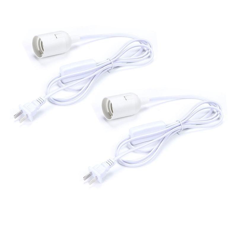 E27 Cable Cord With Switch Au Plug Pendant Lamp Base Light Bulb Holder Socket - White 2PCS 9