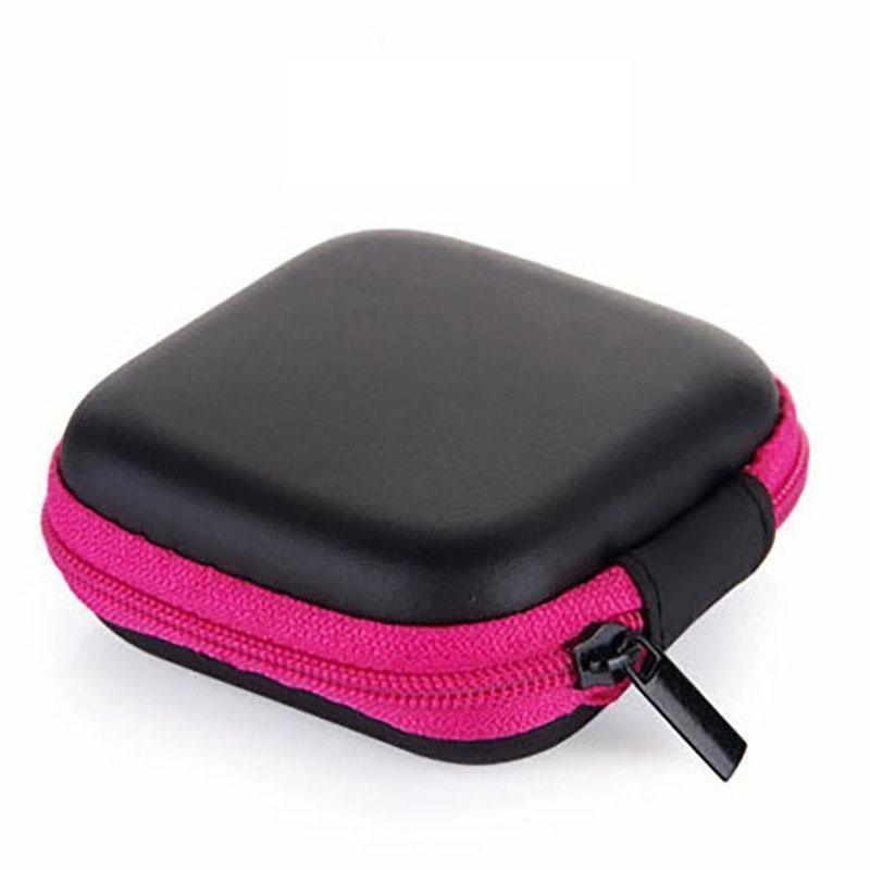 Portable Hard Case Pouch Storage Bag For Earphone Headphone Earbuds Cable - Rose Red 8