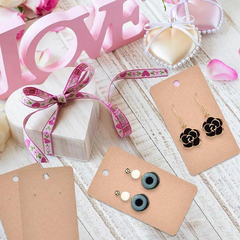 100Pcs Cardboard Earring Display Cards for Jewelry Accessories - White 4