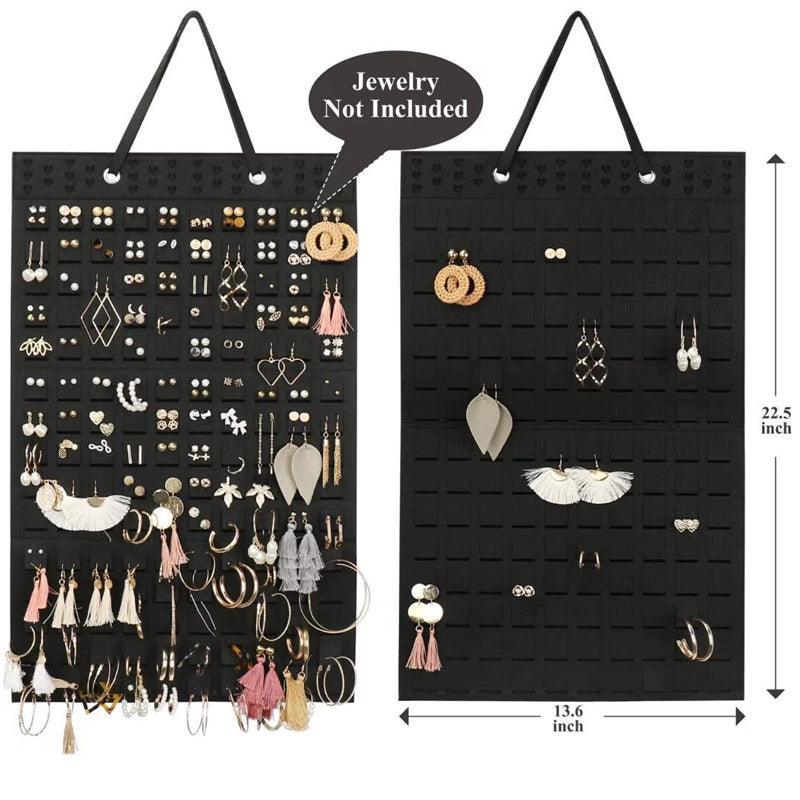 Hanging Jewelry Organizer Closet Necklace Holder Felt Jewelry Roll Jewelry - Black 4