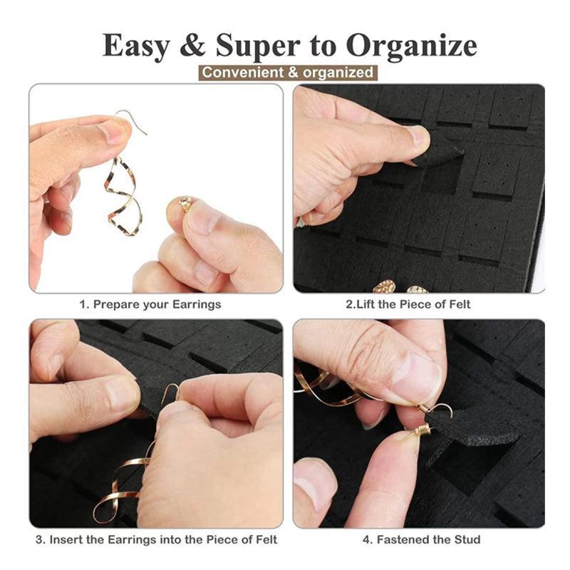 Hanging Jewelry Organizer Closet Necklace Holder Felt Jewelry Roll Jewelry - Black 5