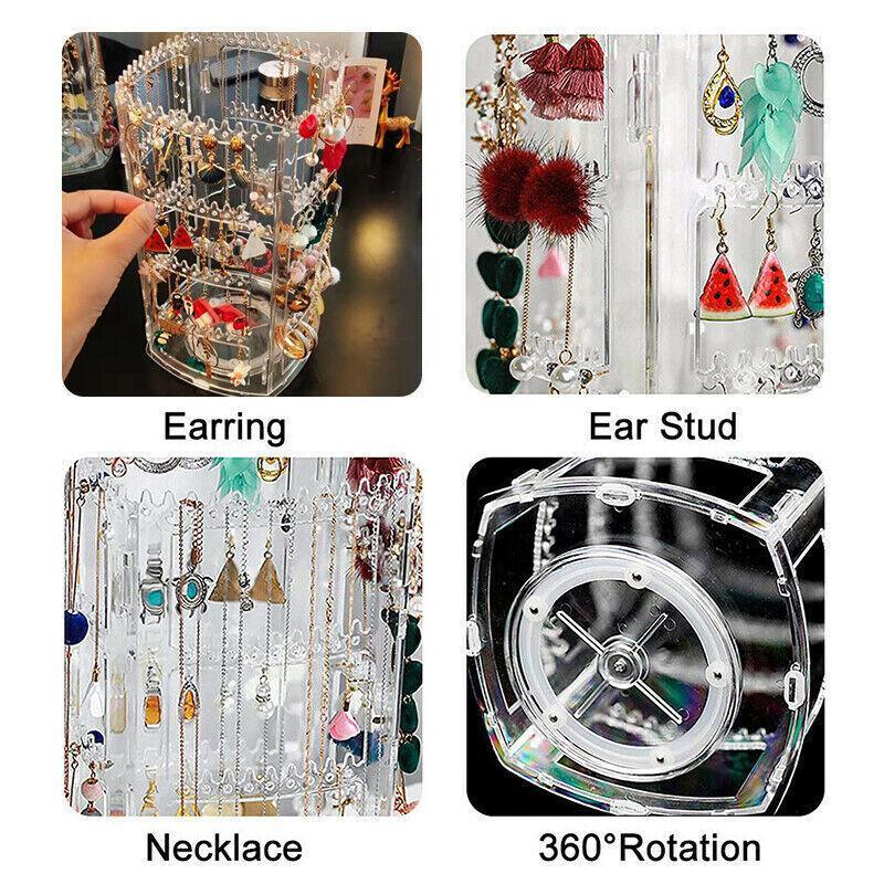 360-Degree Rotating Earring Holder Jewellery Rack Display Stand Organizer 4