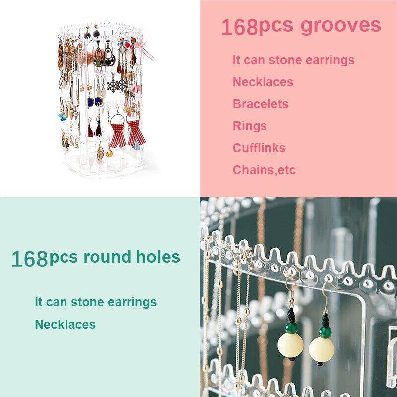 360-Degree Rotating Earring Holder Jewellery Rack Display Stand Organizer 5