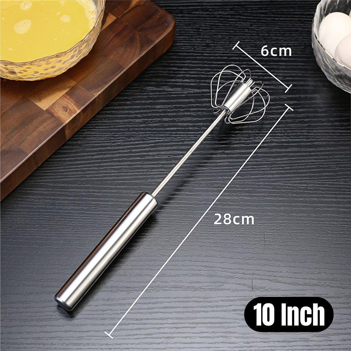 Stainless Steel Semi-Automatic Egg Beater Hand Pressed Kitchen Baking Tool - 10 Inch 4