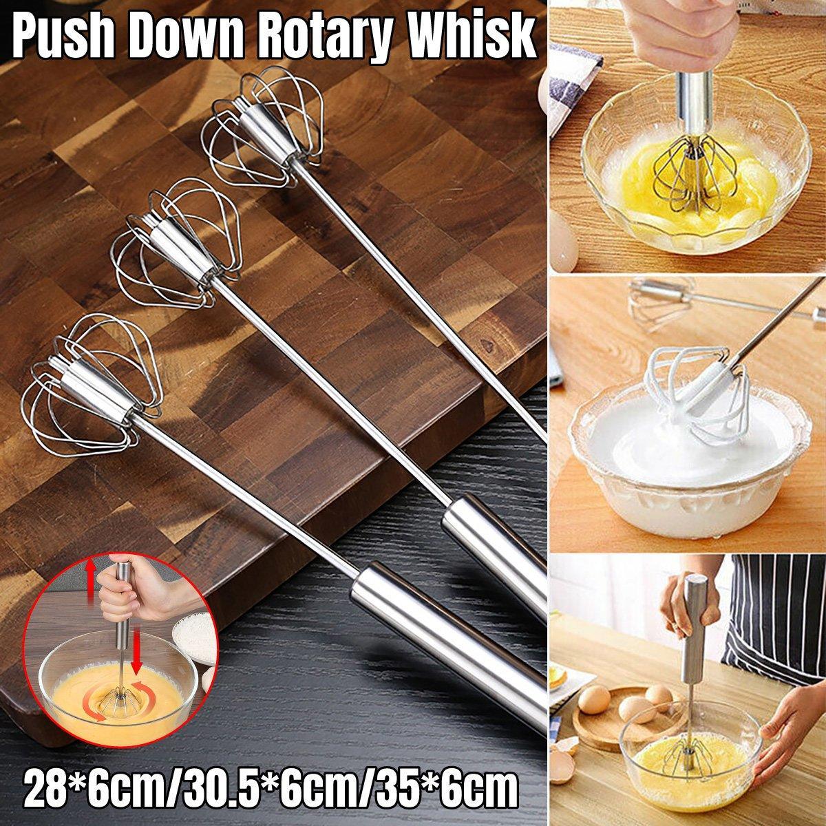 Stainless Steel Semi-Automatic Egg Beater Hand Pressed Kitchen Baking Tool - 14 Inch