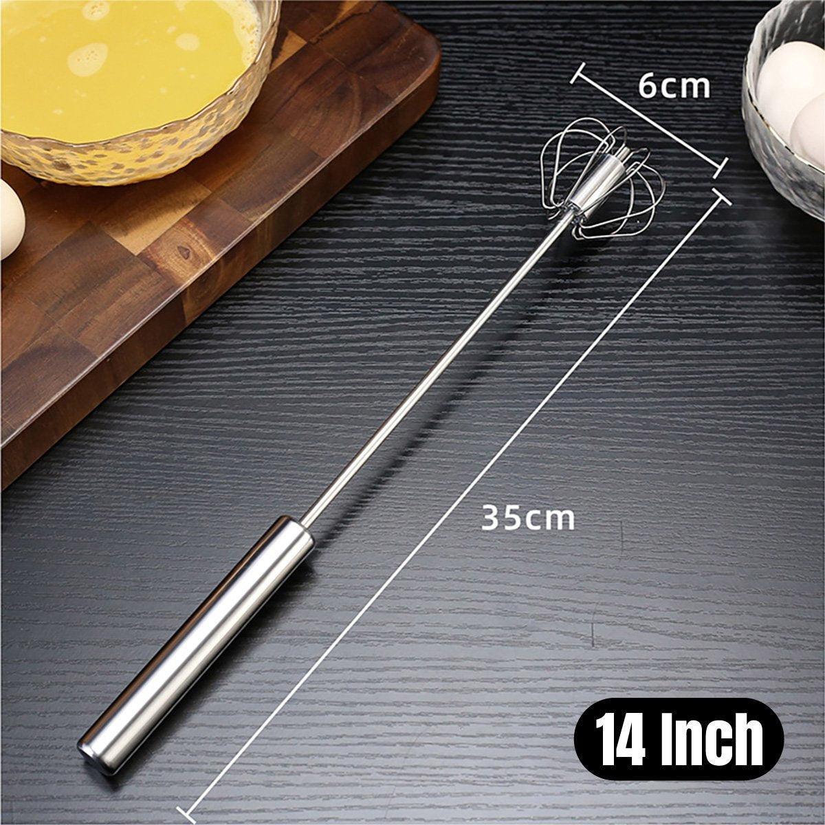 Stainless Steel Semi-Automatic Egg Beater Hand Pressed Kitchen Baking Tool - 14 Inch 3