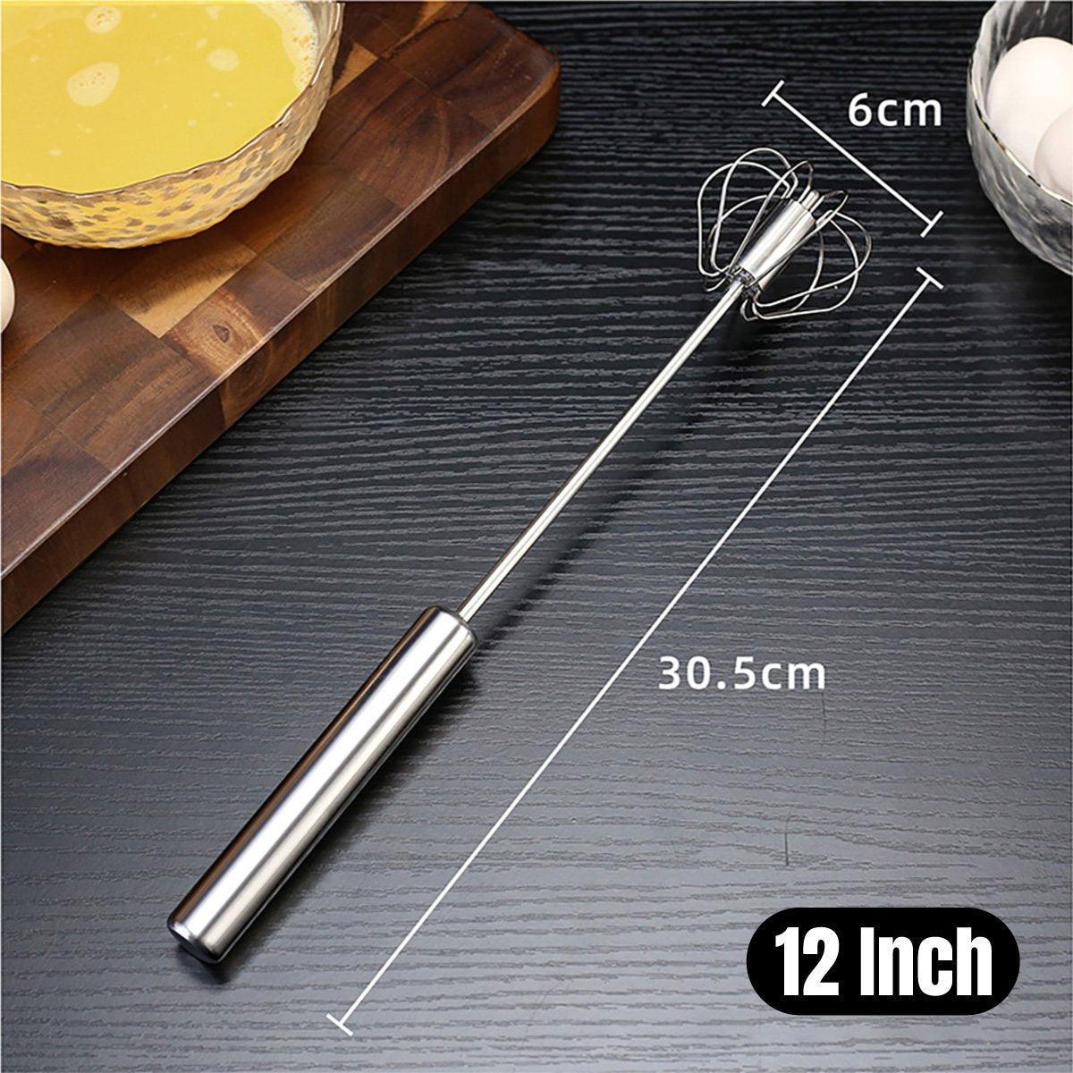 Stainless Steel Semi-Automatic Egg Beater Hand Pressed Kitchen Baking Tool - 14 Inch 5