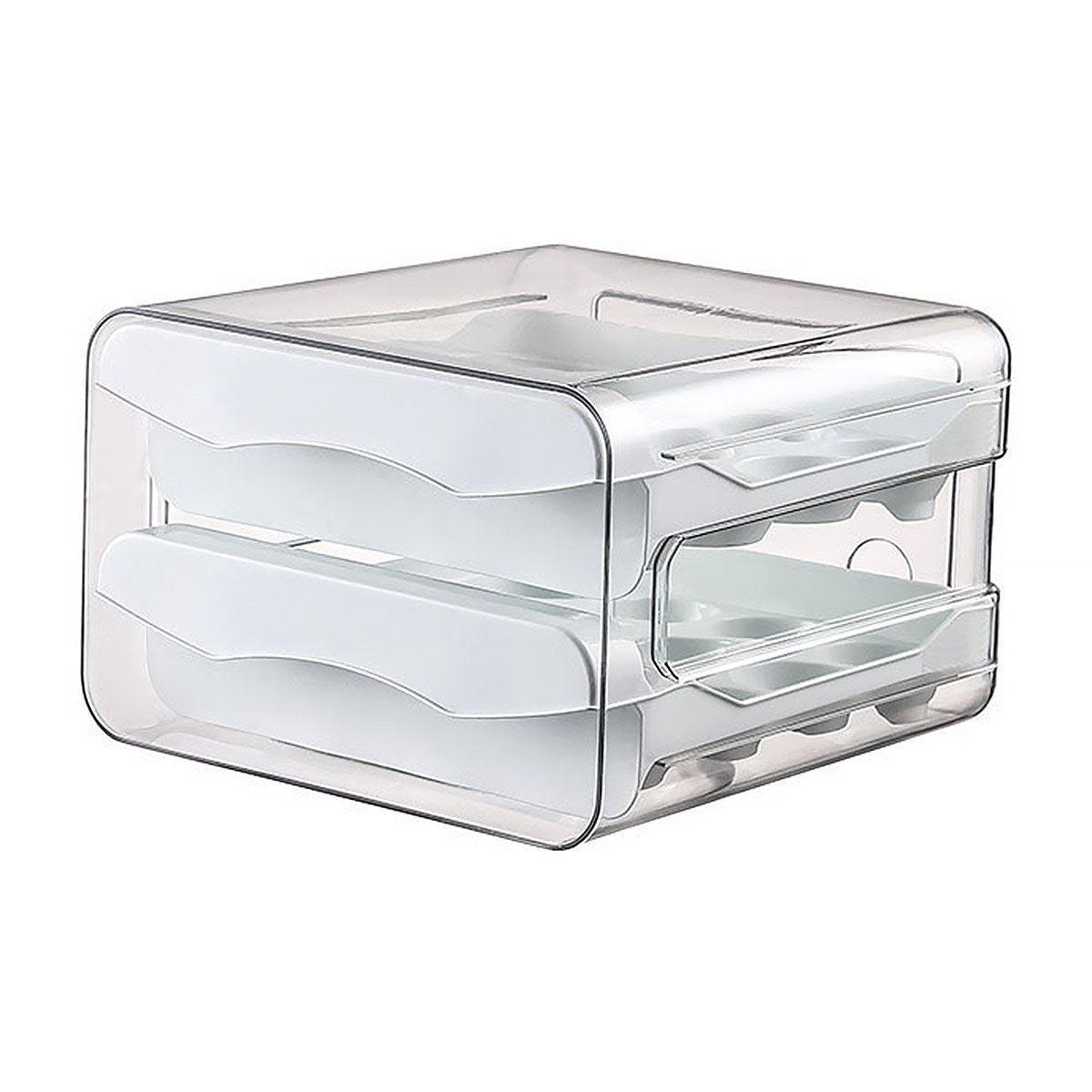 Plastic Double-Layer Egg Storage Box Food Grade Refrigerator Drawer Organizer