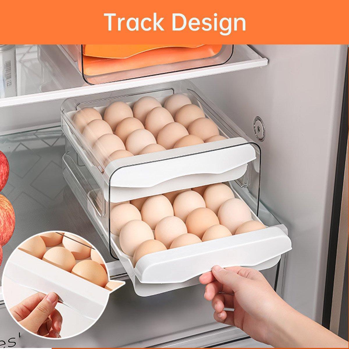Plastic Double-Layer Egg Storage Box Food Grade Refrigerator Drawer Organizer 5