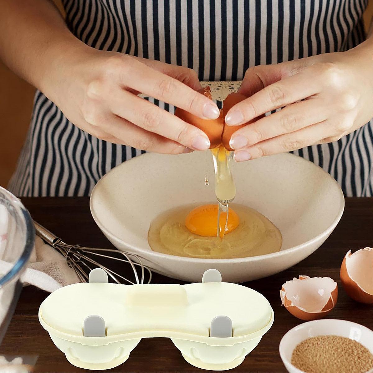 Microwave Egg Steamer With Lid Kitchen Egg Cooker Poacher Steam Box Container - White 3