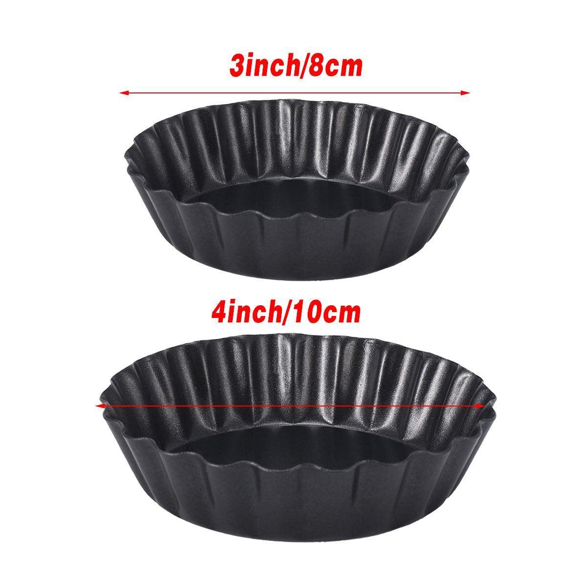 12PCS Mini Detachable Tart Mold Baking Cake Pan Nonstick Bottom Cupcake Molds - 4inch 3