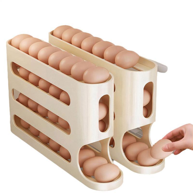 2pcs 4 Tier Slide Egg Organizer Storage Box Ladder Design for Egg Carton Holder