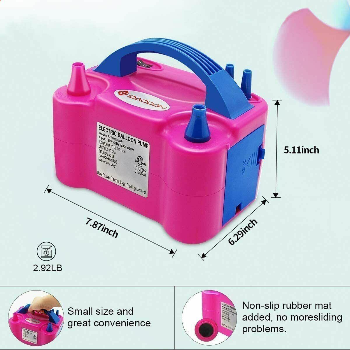 Electric Balloon Pump Ballon Inflator 600W Power 2 Nozzles Portable Au Plug Air 3
