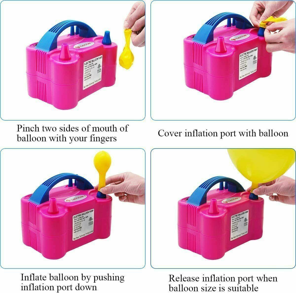 Electric Balloon Pump Ballon Inflator 600W Power 2 Nozzles Portable Au Plug Air 5