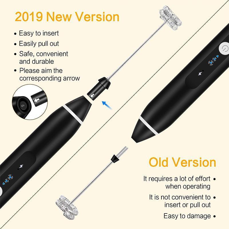 USB Rechargeable Electric Egg Beater Milk Coffee Frother Drink Foamer Mixer Tool - White 5