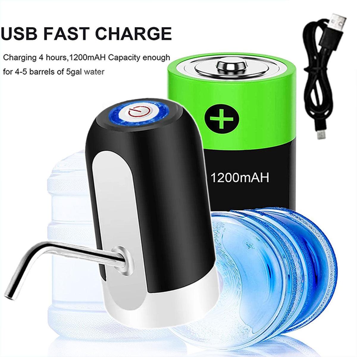 Electric Water Bottle Pump Dispenser Drinking Usb Button Black White Drinking - Black 4