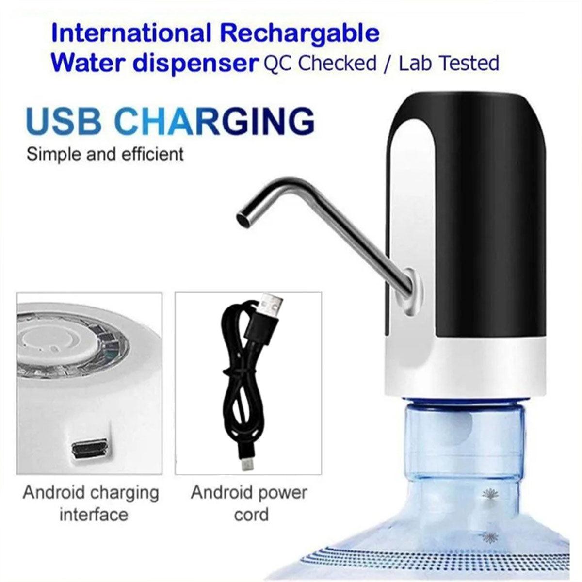 Electric Water Bottle Pump Dispenser Drinking Usb Button Black White Drinking - White 3