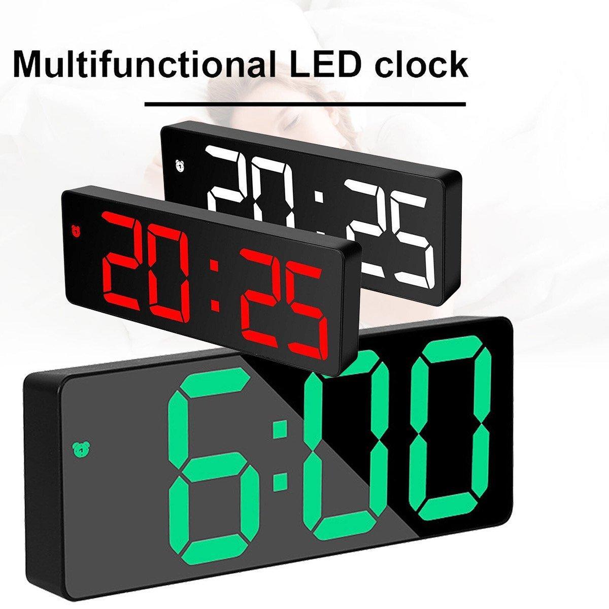 LED Digital Alarm Clock Large Display Dual Power Options Home Office Decor - Green 4