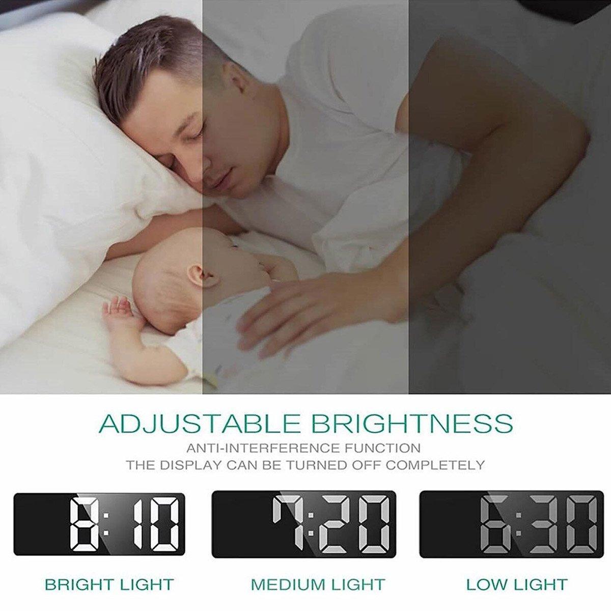 LED Digital Alarm Clock Large Display Dual Power Options Home Office Decor - Green 5